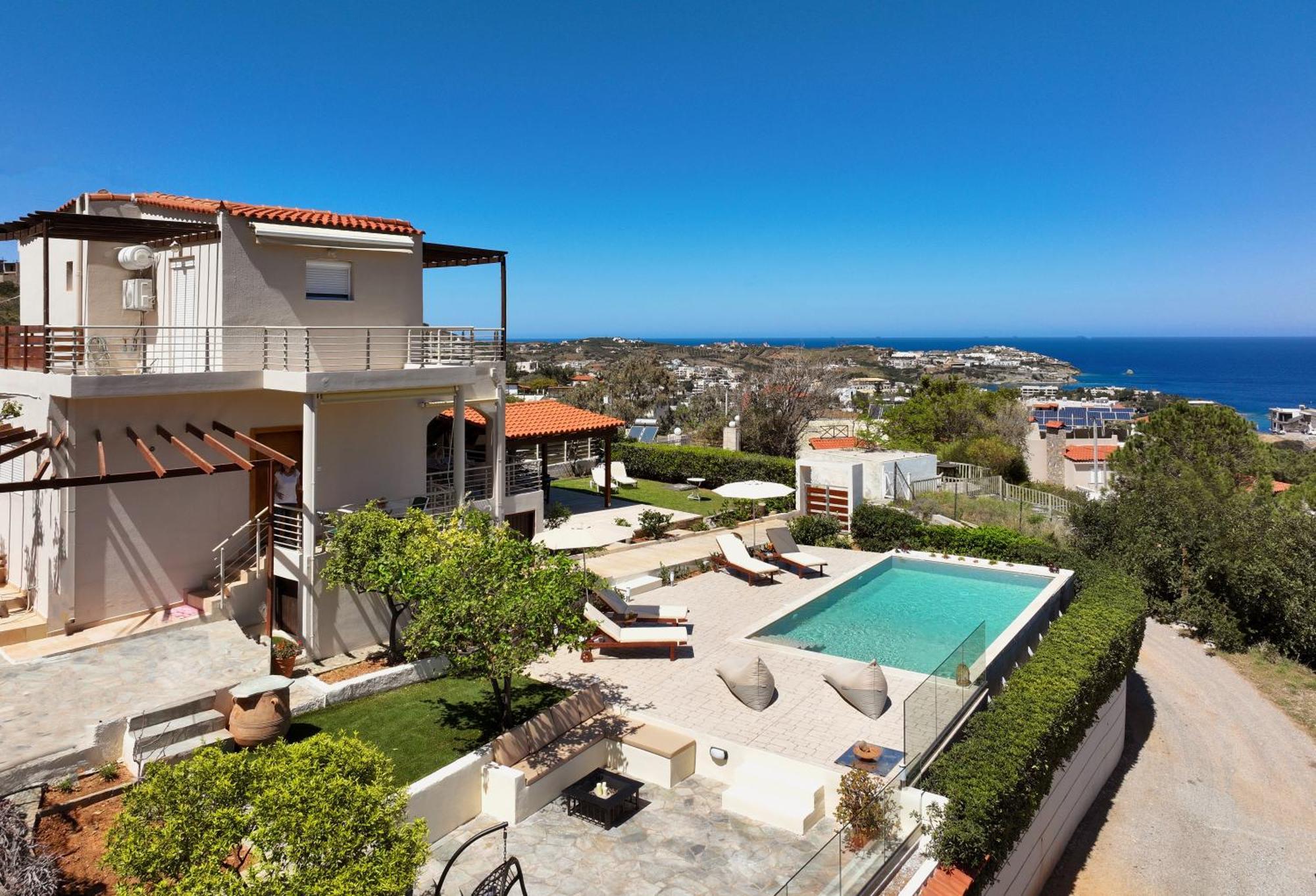 Spacious Villa With Private Eco-Pool And Panoramic Sea View Agia Pelagia  Bagian luar foto