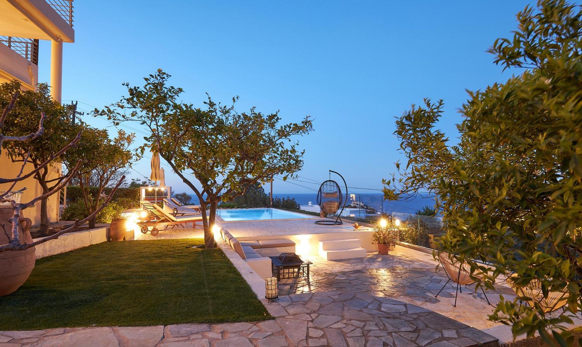 Spacious Villa With Private Eco-Pool And Panoramic Sea View Agia Pelagia  Bagian luar foto
